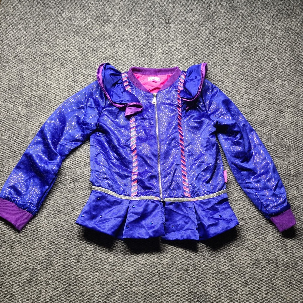 Nickelodeon Jojo's Closet Peplum Jacket Girls 14/16 (XL) Blue Sequin Full Zipper